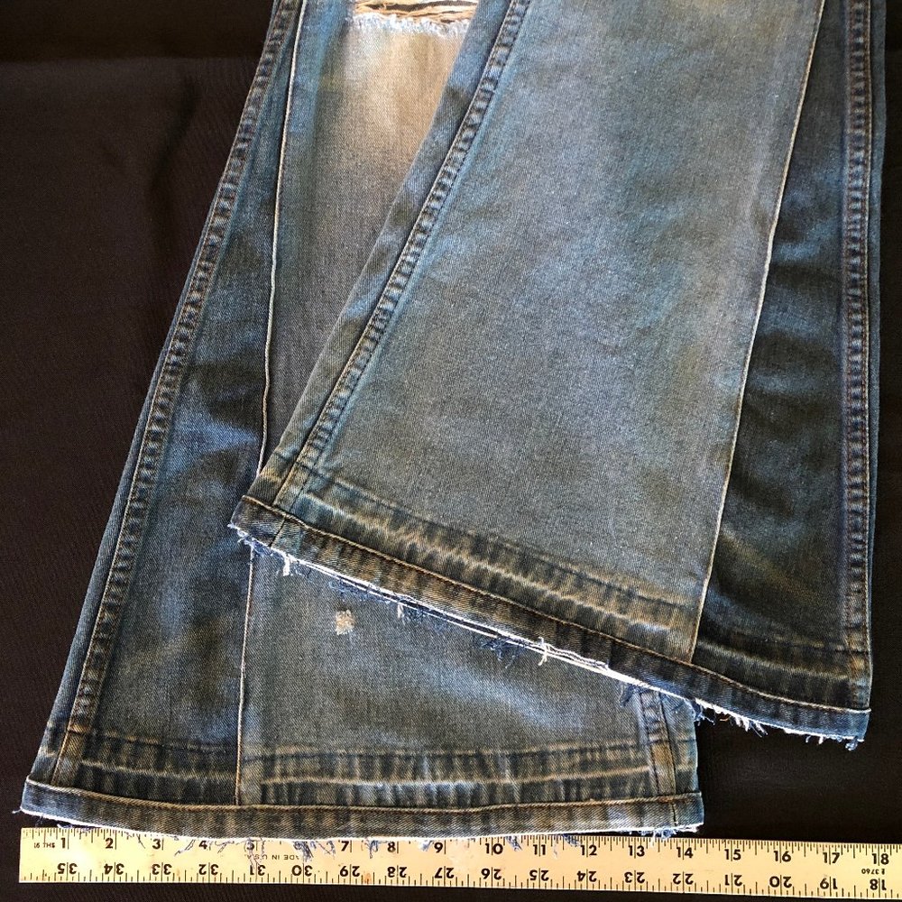 Free People Light Blue Patchwork Flare Jeans - Picture 15 of 16
